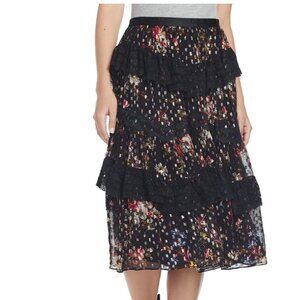 Needle & Thread Floral Lace Tiered Midi Skirt | Size 2 - VGUC